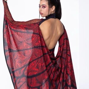 Chic Black and Red Backless Dress